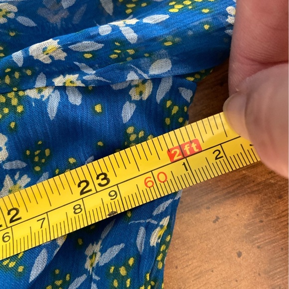 FREE PEOPLE ROMA FLORAL-PRINTED Blue BLOUSE TOP Sz Medium - Picture 12 of 14